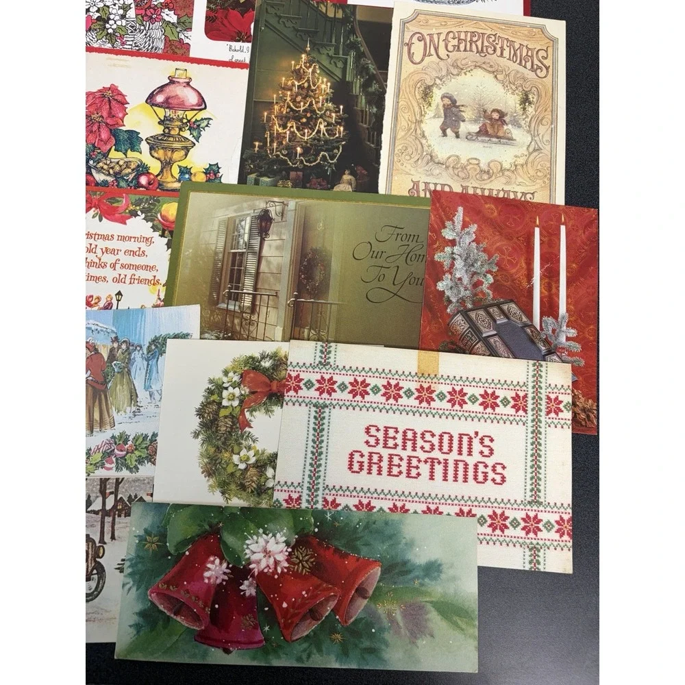 Vintage Christmas Cards Fronts ONLY Traditional Scrapbooking Decoupage Lot 50+